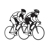 Professional Cyclists Silhouette Outline Graphics for Designers. vector