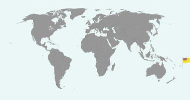 Pin map with Niue flag on world map. illustration. vector