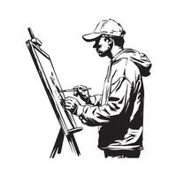 Painter Design Image. Artist painting on a canvas image isolated on white background vector