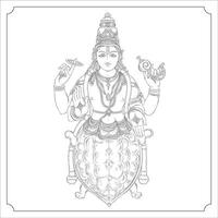 Hindu Goddess Kumavatara outline illustration vector