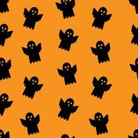 Cute Ghost Pattern on Orange Background for Halloween vector