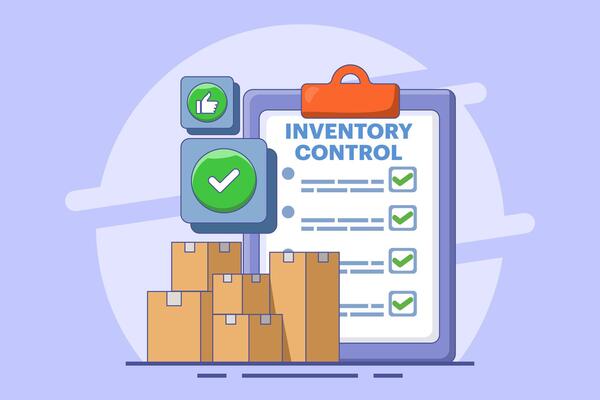Concept of product inventory management, Warehouse management, Management of incoming and outgoing goods, inventory control, Logistics services, Warehouse employees keep delivery records. flat .