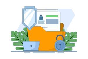 Personal data protection concept, Protect with padlock on documents with personal data security protection. Safety and security of personal information. illustration in flat style. vector