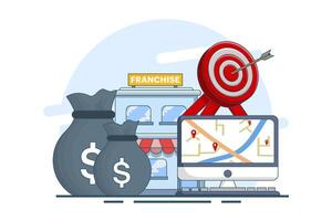 Franchise business branch expansion concept, Small company, company, shop, Service network, Retail store, suitable for ui, mobile app, website banner, landing page. flat illustration. vector