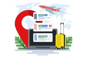 The concept of choosing hotels and rooms online booking images, Browse searches or choose hotels, inns and apartments via the internet, Concept of travel, holidays and accommodation. flat . vector