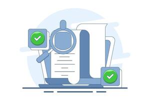 Recruitment job concept. Online job interview, HR Manager looking for potential job candidates and analyzing CV, applying for job positions, job recruitment process. Flat illustration. vector