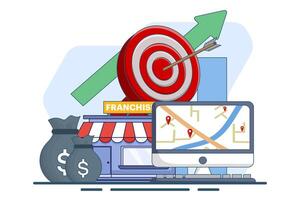 Franchise business branch expansion concept, Small company, company, shop, Service network, Retail store, suitable for ui, mobile app, website banner, landing page. flat illustration. vector