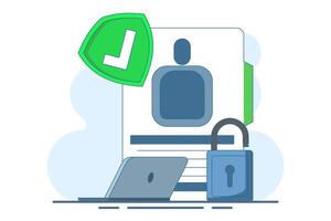 Personal data protection concept, Protect with padlock on documents with personal data security protection. Safety and security of personal information. illustration in flat style. vector