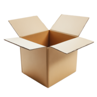 Empty cardboard box with flaps open png