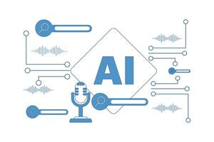 AI Phone concept, smart technology mobile device with digital voice assistant and artificial intelligence. Ai smartphone with machine learning application, speech recognition. illustration. vector