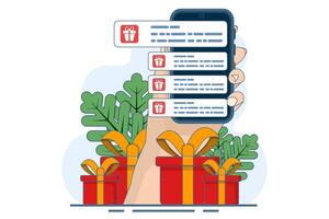 E-commerce loyalty program concept with gift rewards, discounts or points. Customer retention in online shopping. Perfect for digital, ecommerce and visual marketing. customer engagement. flat . vector
