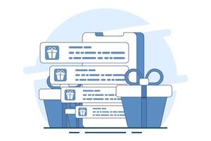E-commerce loyalty program concept with gift rewards, discounts or points. Customer retention in online shopping. Perfect for digital, ecommerce and visual marketing. customer engagement. flat . vector