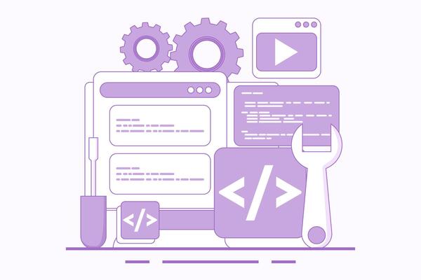 Web development concept, website builder, app development, website maintenance concept, building website project, app or website development, landing page template flat line .