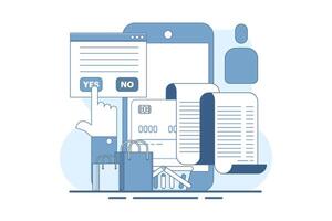 digital transaction concept, carrying out shopping or payment transactions via mobile devices or computers. Electronic wallet, digital payment, online transaction. Website illustration design. vector