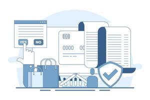 digital transaction concept, carrying out shopping or payment transactions via mobile devices or computers. Electronic wallet, digital payment, online transaction. Website illustration design. vector