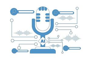 AI Phone concept, smart technology mobile device with digital voice assistant and artificial intelligence. Ai smartphone with machine learning application, speech recognition. illustration. vector
