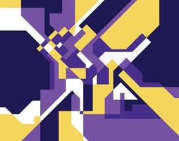 Abstract futuristic background. Geometric hi-tech pattern. Technology backdrop. Screen glitch. Purple and yellow shades colors texture vector
