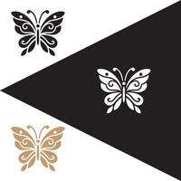 Illustration silhouette of butterfly icon in three different background vector