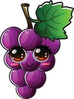 gradient smiling grape cartoon sticker vector