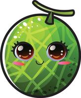 gradient smiling melon cartoon sticker vector