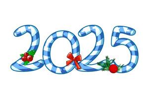 Happy New Year 2025 like candy. Isolated Numbers Lollipops 2025 for your design or print. Calendar template. vector