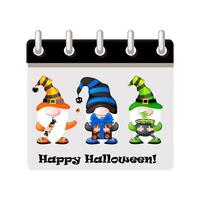 Calendar for Halloween with Halloween gnomes. Illustration for page of calendar or your print, greeting card vector