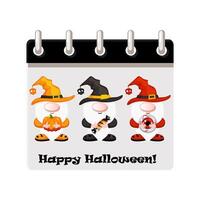 Calendar 31 October for Halloween with Halloween gnomes. Illustration for page of calendar or your print, greeting card vector