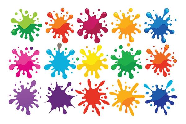 Vivid Paint Splashes on White