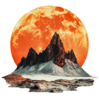 Surreal mountains and a glowing moon png