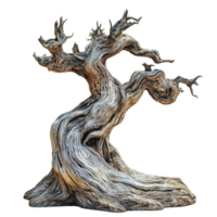 Ancient gnarled tree with unique twisting branches png