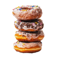 Stack of colorful donuts with sprinkles png