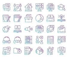 Language learning gradient outline icon set. illustration vector