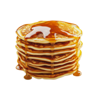 Stack of fluffy pancakes drizzled with syrup png