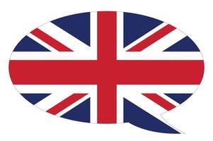 Speech bubble with UK flag. Learning English foreign language course vector