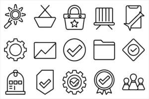 Check mark and quality product icon set. vector