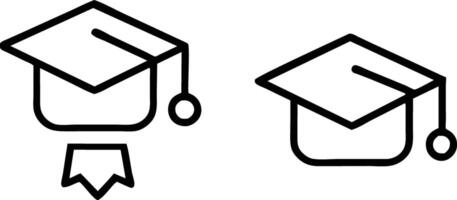 mortarboard icon set. editable stroke outline icons set. vector
