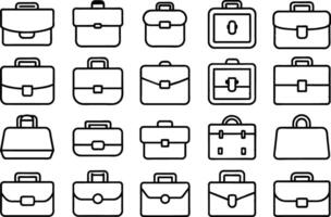 briefcase icon set. editable stroke outline icons set. vector