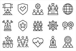 Core Values Thin Line Icon Set. editable stroke outline icons set. vector