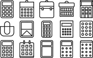 calculator icon set. editable stroke outline icons set. vector