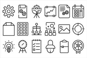 Project Management icon set. editable stroke outline icons set. vector
