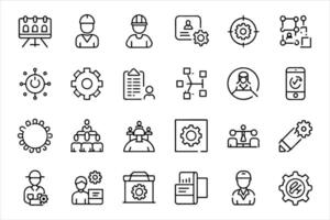 Project Management icon set. editable stroke outline icons set. vector