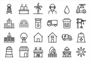 Public Utilities icon set. editable stroke outline icons set. vector