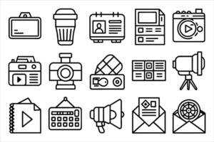Mass Media and Journalism icon set. editable stroke outline icons set. vector