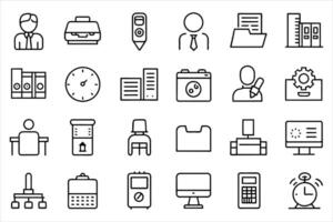 office or workspace icon set. editable stroke outline icons set. vector