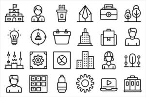 SME concept icon set. small and medium sized enterprises. editable stroke outline icons set. vector
