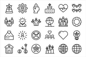 Core Values Thin Line Icon Set. editable stroke outline icons set. vector