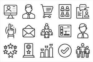Survey icon set. editable stroke outline icons set. vector