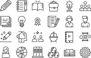 Learning icon set. editable stroke outline icons set. vector