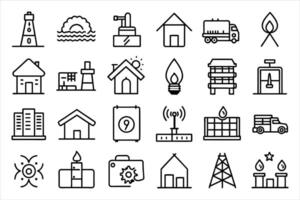 Public Utilities icon set. editable stroke outline icons set. vector