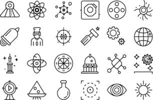 physics icon set. editable stroke outline icons set. vector